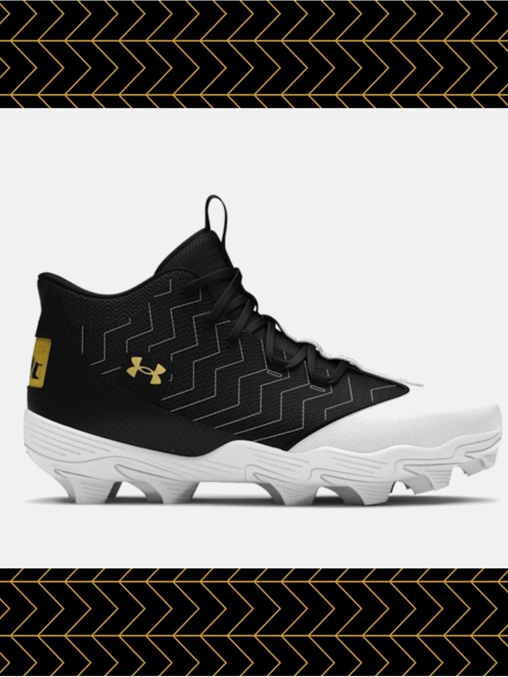 Under Armour Bryce Harper Show Black, White & Gold Mid-Top Baseball Cleat